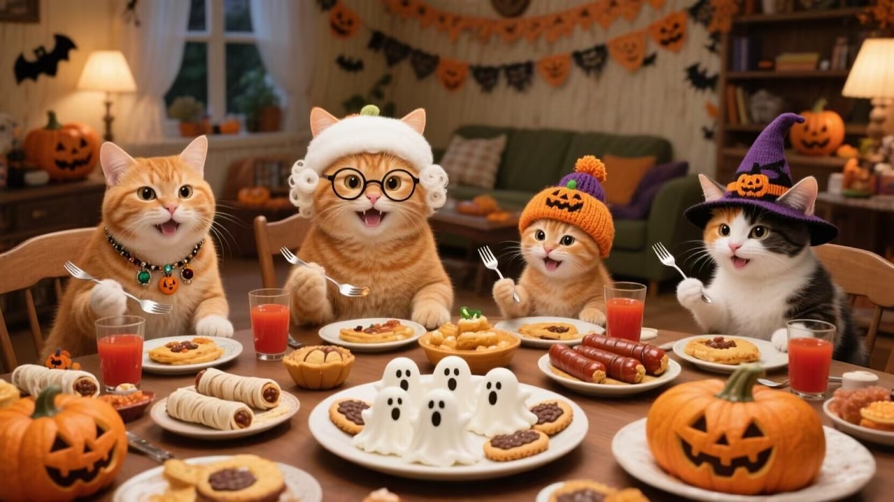 Уютная вечеринка на Хэллоуин в кошачьем семействе! 🎃 Из сада на стол: готовим осеннее тепло с люб...