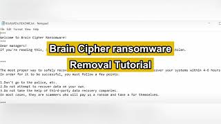 Brain Cipher ransomware Removal & Decryption Instructions
