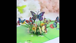3D Colorful Butterfly Flying Pop Up Card