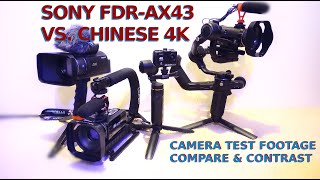 SONY AX43 VS. CHINESE 4K CAMS : COMPARE &amp; CONTRAST WITH A POOR MAN&#39;S GUN WALL : APRIL FOOLS YOUTUBE!