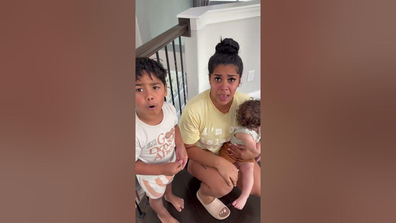 Mom daughter and son see a ghost in the room and tell dad to check then this happens #shorts
