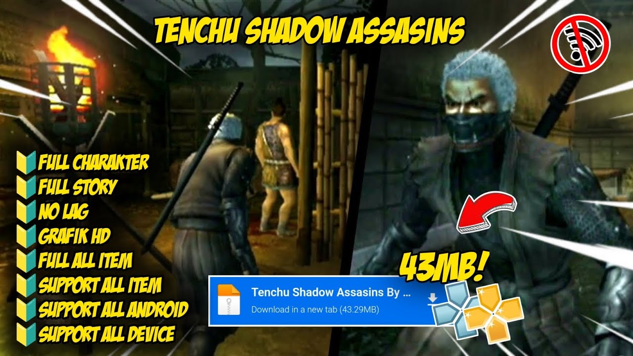 SERU!! Game Tenchu Assassins PPSSPP Ukuran Kecil Di Android Offline!!