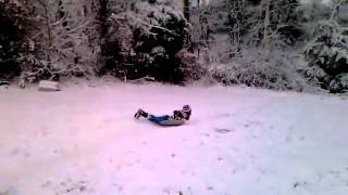 Garbage can lid sledding