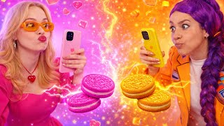 Tantangan Makanan Satu Warna Rumi vs Gadis Pink! 💗🖤 123 GO! Genius