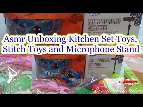 Asmr Unboxing Kitchen Set Toys, Stitch Toys and Microphone Stand