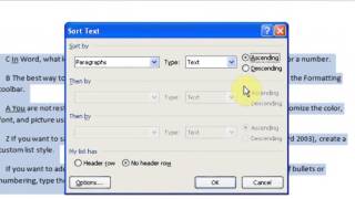Lesson  20 Sort   Sorting Microsoft Office Word 2007 2010 TFree Tutorial Urdu Hindi Video Training t