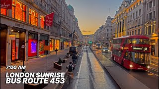 7AM London bus ride through the heart of London - Oxford St ... 