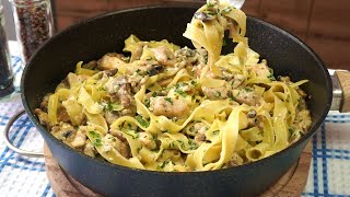 This is the most delicious pasta I've ever eaten! Fettuccini recipe with chicken breast