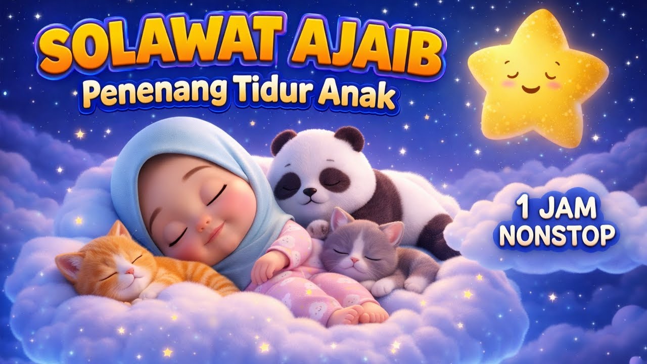 Solawat Tidur Anak 1 JAM NONSTOP 😴🌙• Musik Pengantar Tidur Anak • Solawat Tidurkan Balita 🌙