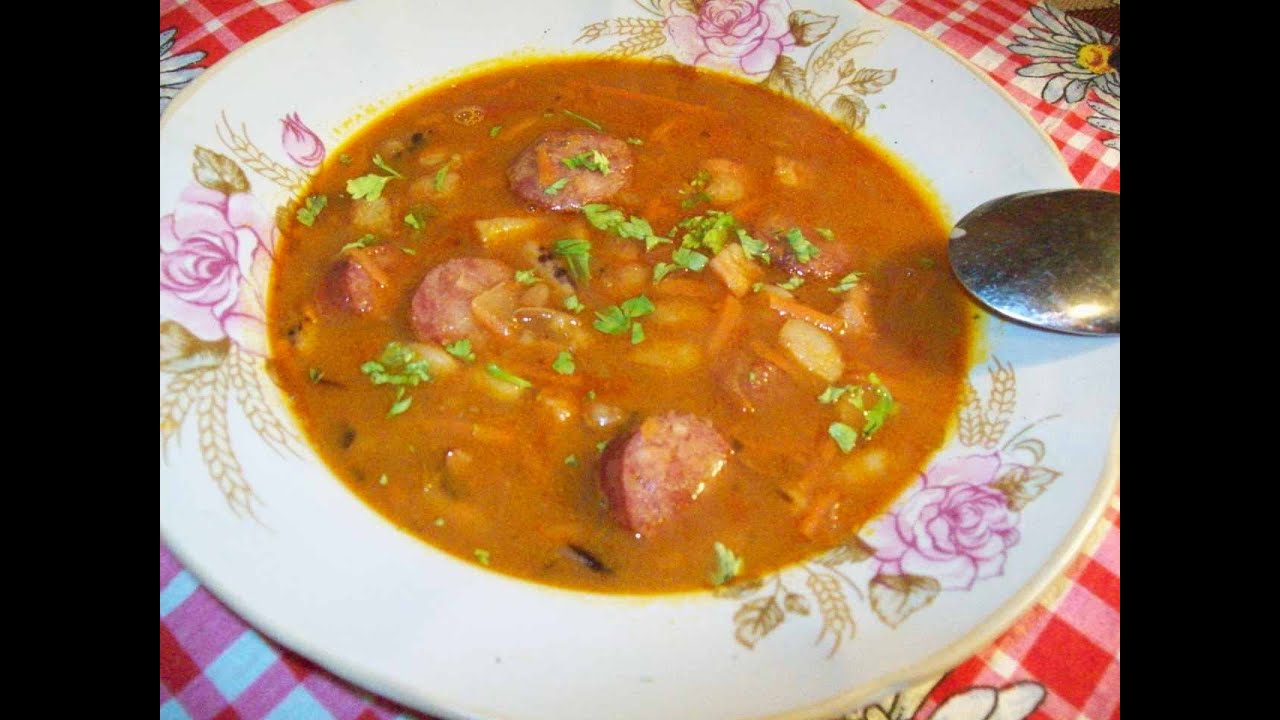 Польский фасолевый суп с копченостями.