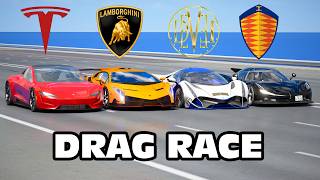 5000HP Devel Sixteen vs Tesla vs Veneno vs Jesko Absolut DRAG RACE screenshot 4