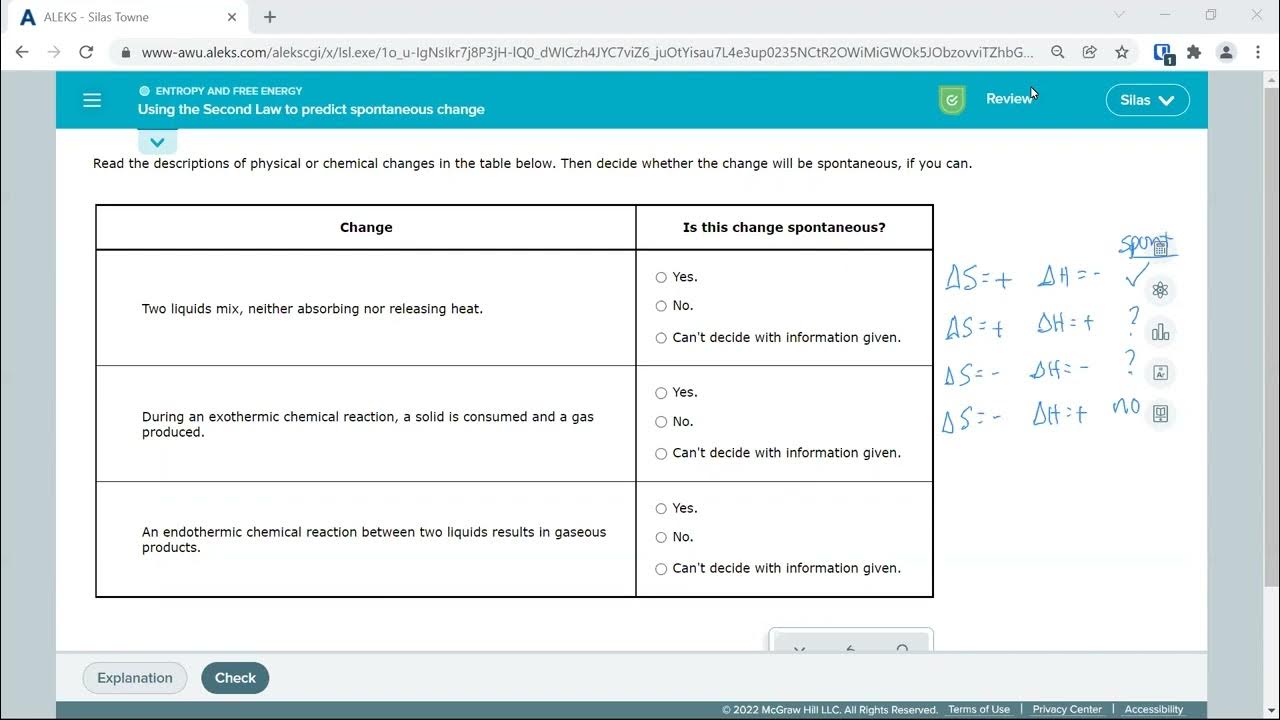 Using The Second Law To Predict Spontaneous Change Using the Second Law to predict spontaneous change - YouTube