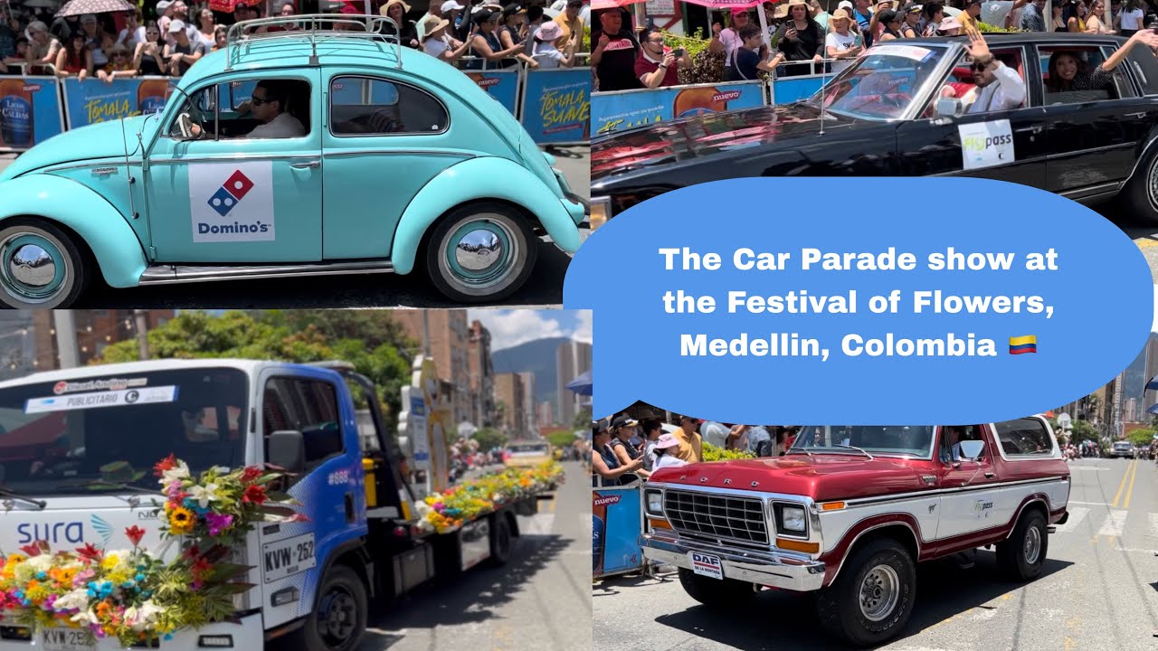 The Classic car parade show, The Festival of flowers, Medellin Colombia🇨🇴!