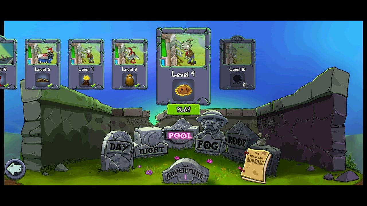 Plants vs zombies pool level 8-9-10