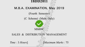 2019 Dcrust MBA 4th Sem Sales & Distribution Question Paper