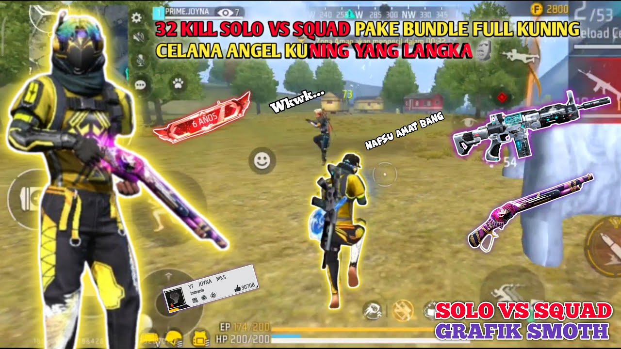 32 KILL SOLO VS SQUAD PAKE BUNDLE FULL KUNING !!! MODE BARBAR IS BACK ...