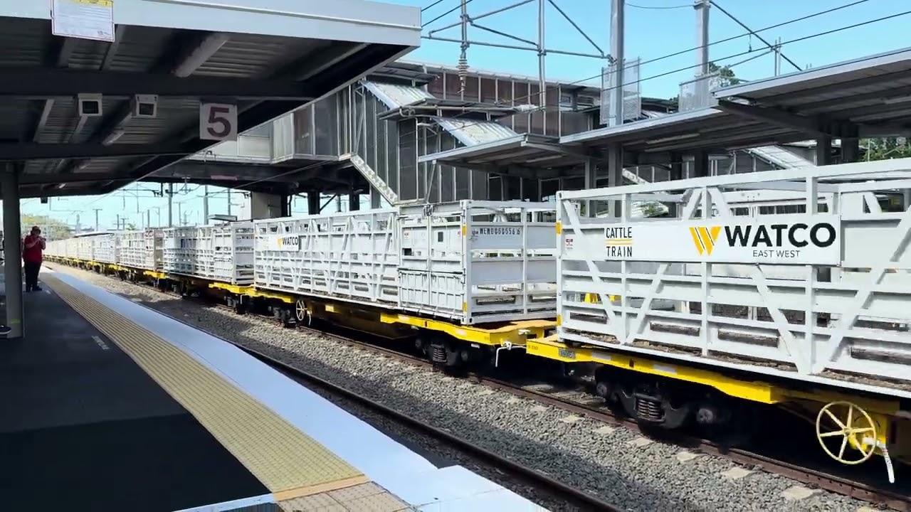 Watco’s WRB 2177 and WRE 1762 departing Corinda with an Empty Cattle Train for Emerald 