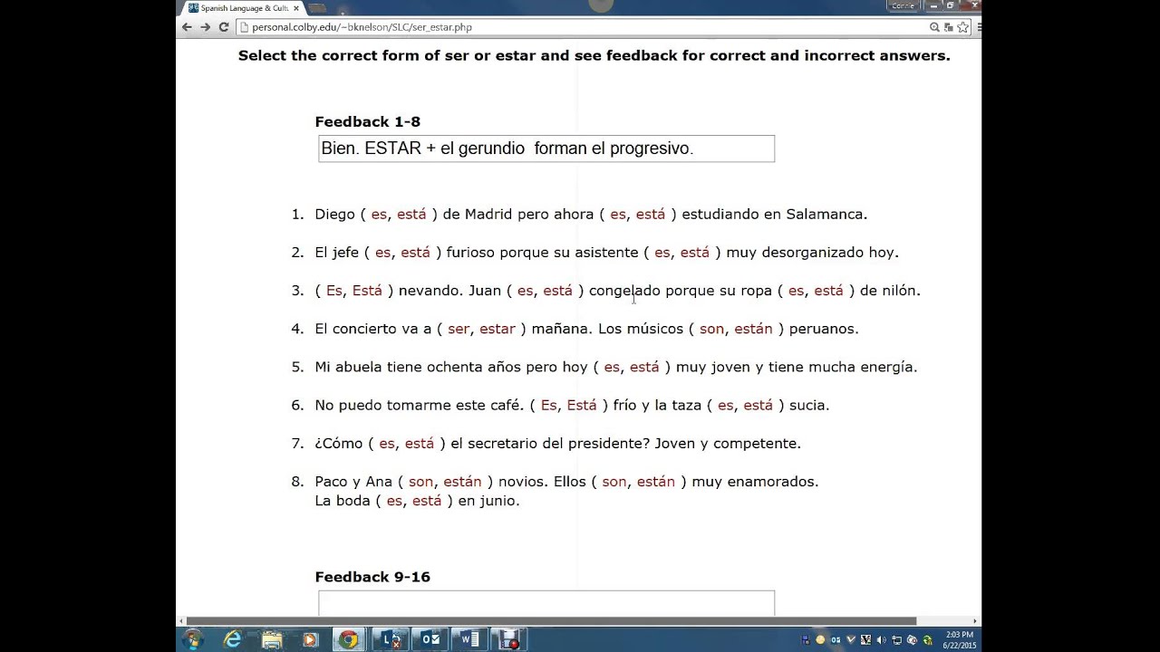 ser vs estar with colby Spanish YouTube
