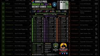 Google Pixel Smartphone Android 14 / 15 / 16 Secret Codes 2026 ⚒️📲✅Unlock hidden features, diagnos