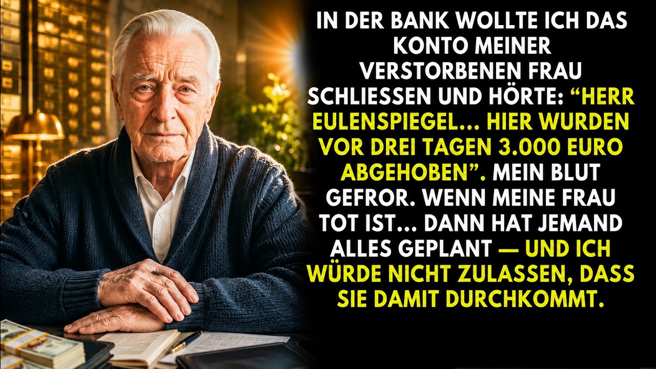 An einem kalten Novembertag saß ich in der Bank gegenüber von Herrn Siebenborn und wollte nur das Konto meiner verstorbenen Frau schließen. Acht Monate nach ihrem Tod, immer noch von Trauer...