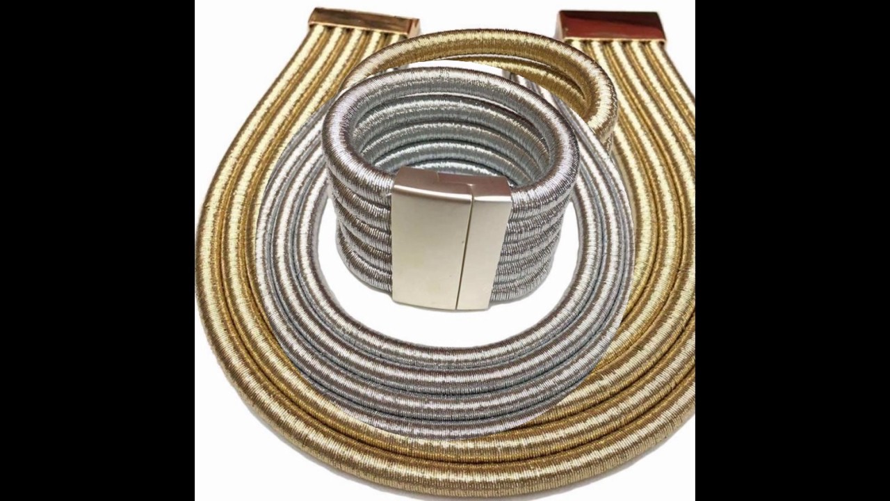 Hot Boho Collar Necklace Jewelry Sets Magnetism Button Multilayer Choker Necklaces Bracelets Set