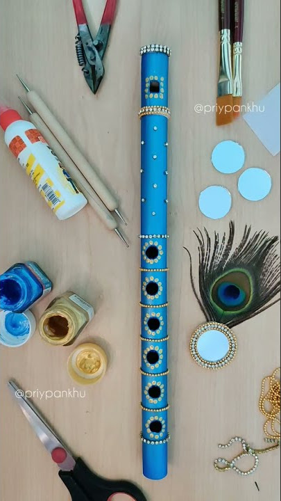 step by step basuri decoration #basuri #flutedecoration #shorts #janmashtamidecoration