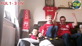 Fulham 1 Liverpool 3 fans reaction kick by kick ⚽ #liverpoolfc #soccer