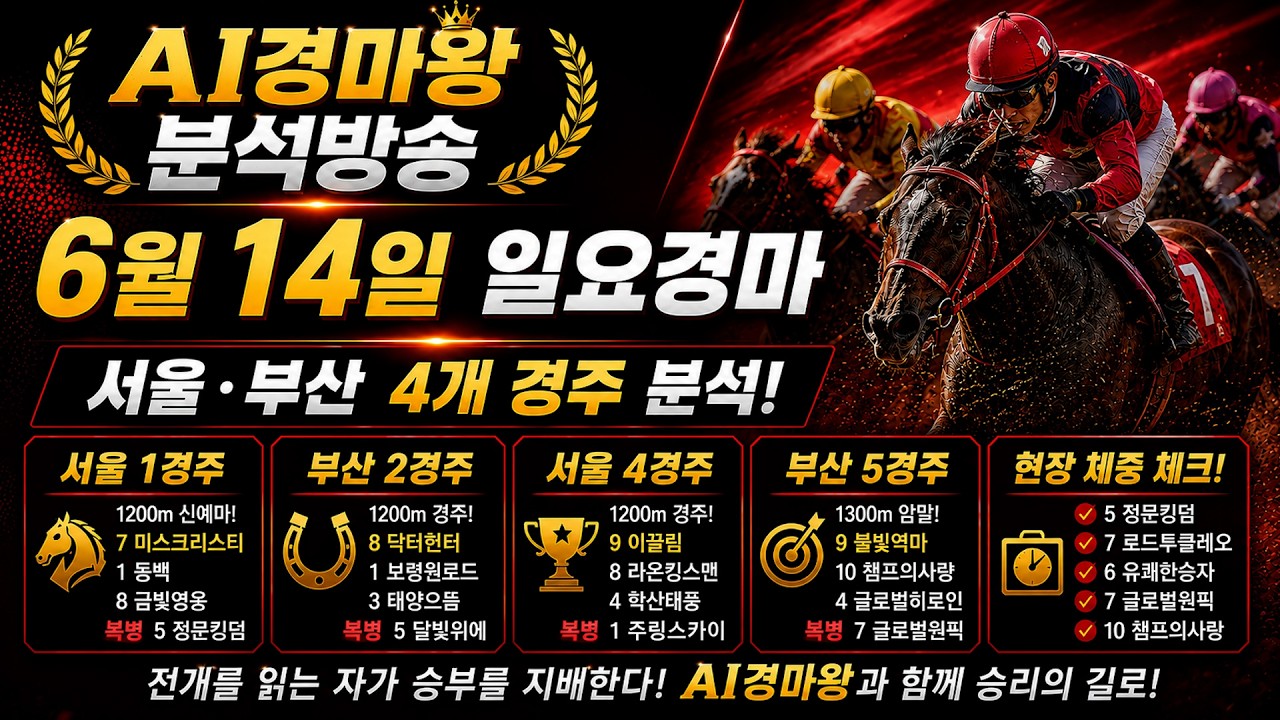 6월14일 일요경마｜AI경마왕 실전분석