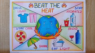 Heat Wave Drawing| Beat The Heat poster drawing| Save Environment Poster drawing| Beat the Heat Wave