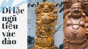 Tượng Gỗ: Di Lặc Ngũ Tiểu Vác Cành Đào Gỗ Hương Liền Khối | Di lặc gỗ | Xưởng Tượng Gỗ