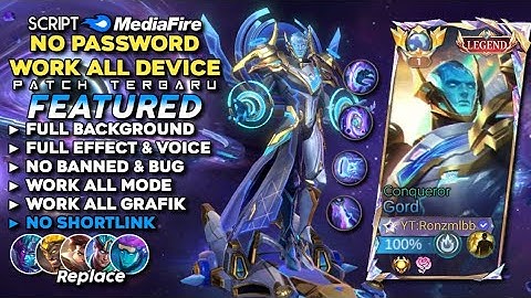 Script Skin Gord Legend Conqueror No Password | Full Effect Voice - Patch Terbaru Mobile Legends