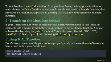 Resolving the TypeError in TextBlob: Handling Pandas Series and Lists for Tweet Sentiments