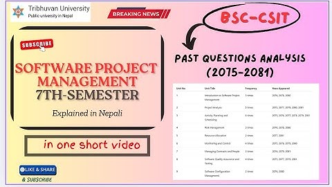 Software Project Management | Past Questions Analysis (2075-2081)  in one short video #bsccsit #7th
