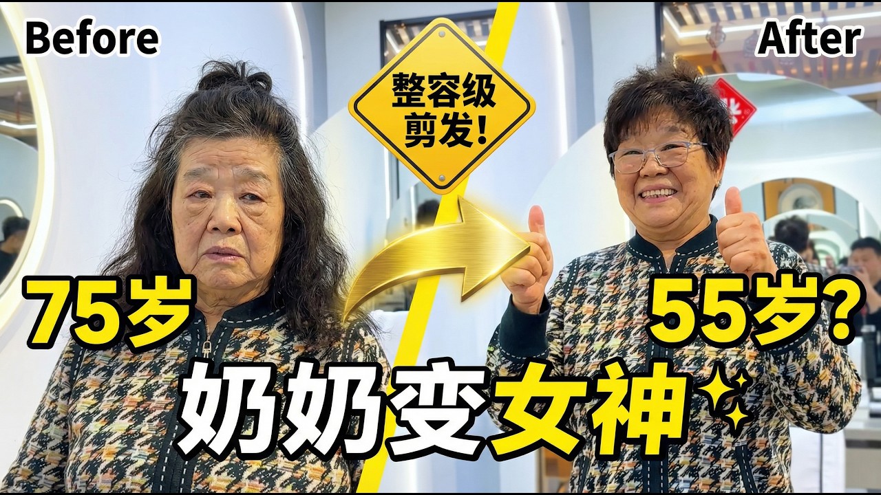 75岁阿姨挑战“逆龄”发型:剪完年轻20岁?全网看呆了!👵✨