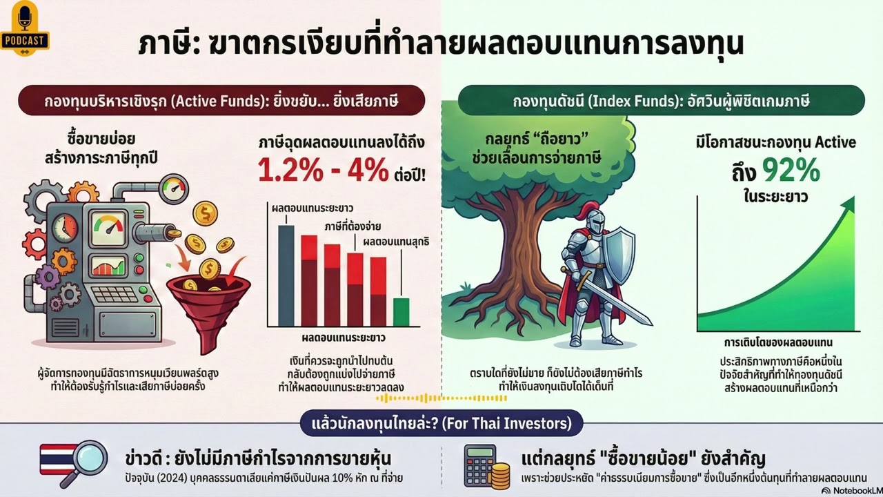 Ep 8 ฆาตกรเงียบกัดกินกำไร! ทำไมกองทุน Index ถึงชนะกองทุน Active ในระยะยาว