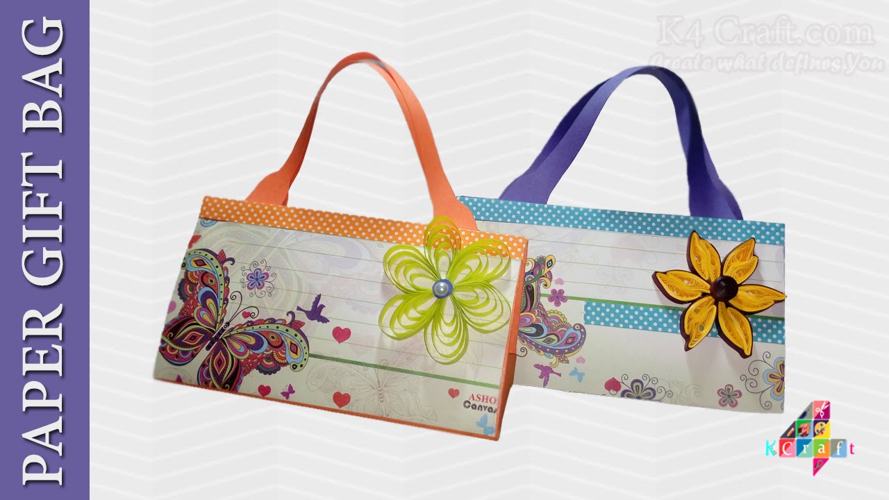 DIY: Paper GIFT BAG with Flower (Easy) Tutorial Video -Paper Arts - YouTube