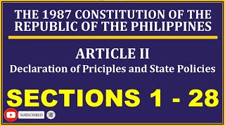Article 2 | Principles | State Policies | Sections 1 to 28 | PHILIPPINE CONSTITUTION | Audio Codal
