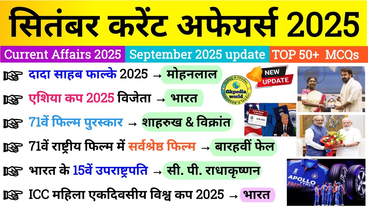 September 2025 Monthly Current Affairs | Current Affairs 2025 Full ...