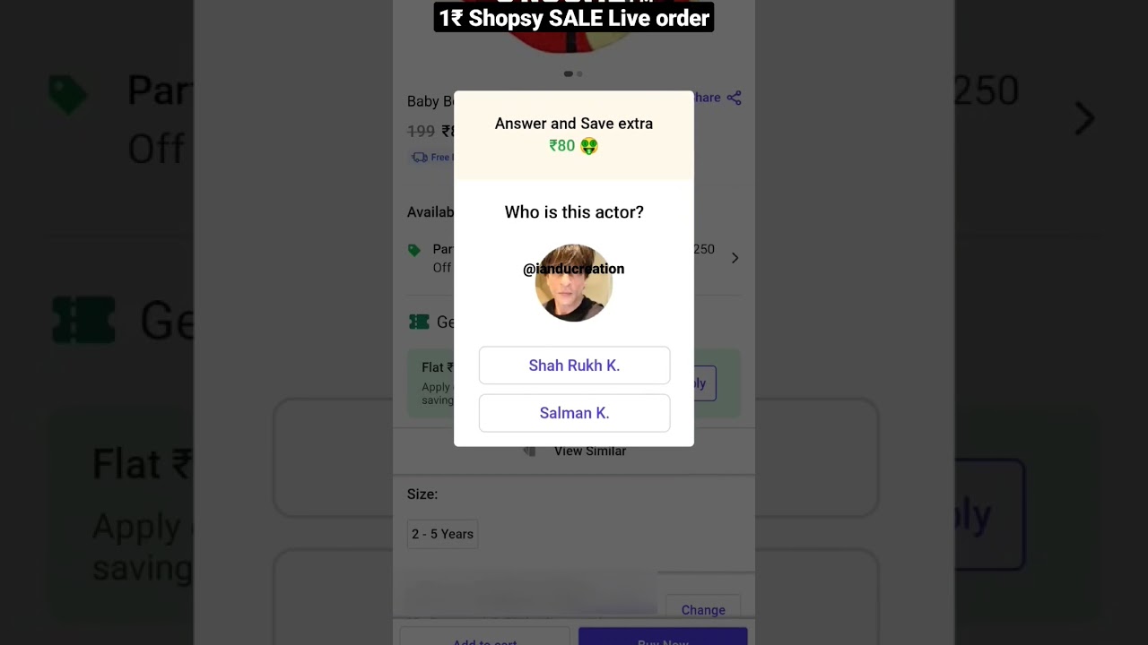 Today Shopsy 1₹ SALE ORDER 