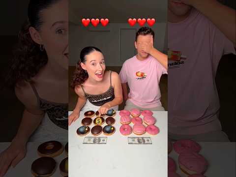 PINK DONATE OR CHOCOLATE DONATE ASMR GAME GOOD LUCK! 🍀😅 - #asmr  #funny #couple #foodchallenge