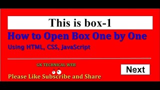 How to Open box One by One Using HTML, CSS and JavaScript screenshot 1