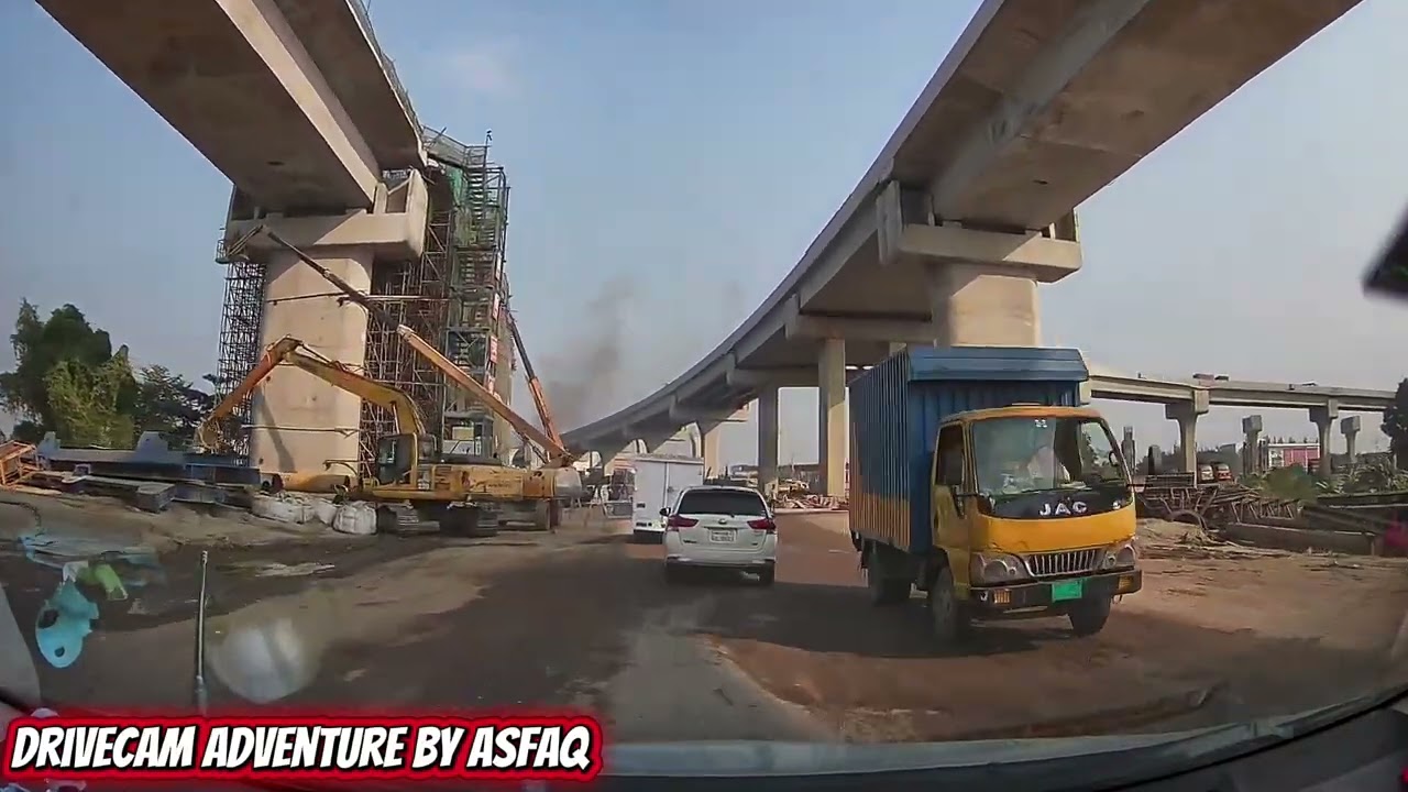 Off-road driving around Ashulia elevated express way construction zone 