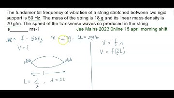 the fundamental frequency of viberation of string stretched between two rigid support is 50 hz iitpy