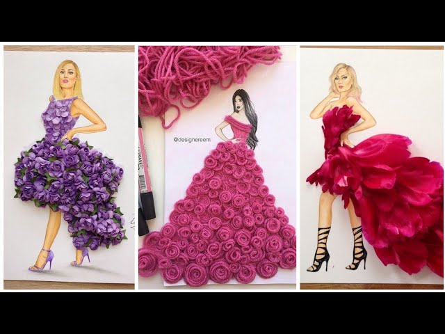 design of dress drawing Simple Dresses drawings step by step / Fashion illustration drawing / Fashion design Illustration
