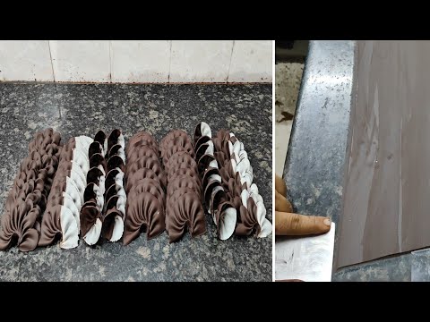 Dark Chocolate Garnish Recipe|Dark and White Chocolate Garnish Fan Chocolate kaise Banaye 