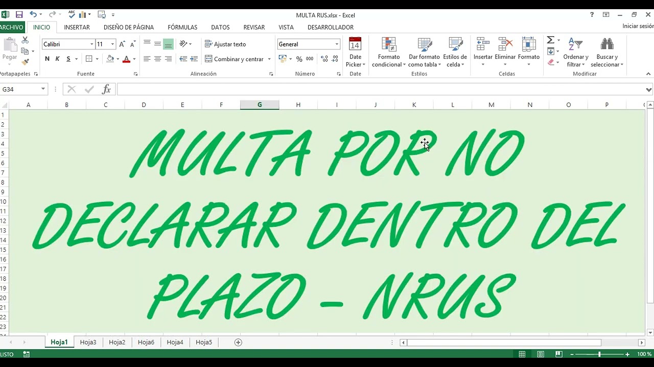 Multa por no declarar dentro del plazo - NRUS