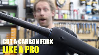 HOW TO CUT A CARBON FORK STEER TUBE - See how I do straight and clean cuts.