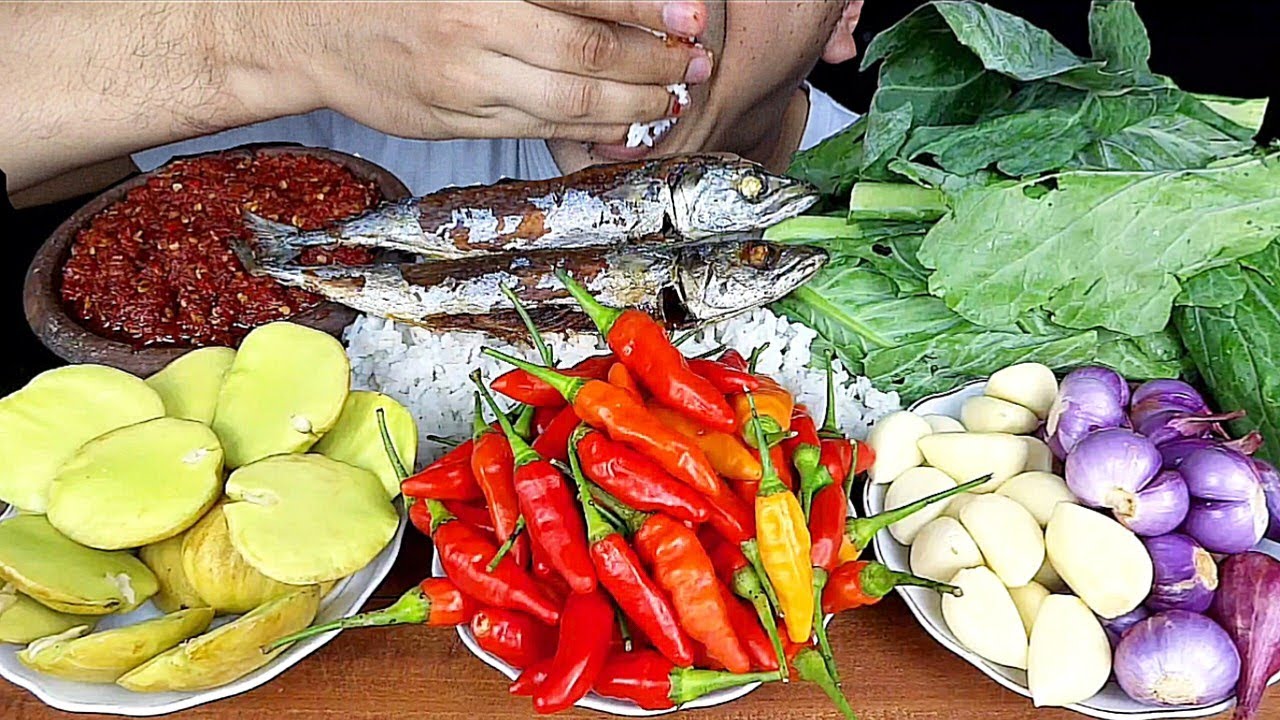 ASMR | Bawang merah | bawang putih | CABE SETAN | Jengkol | sambal terasi | ikan pindang | nasi sawi