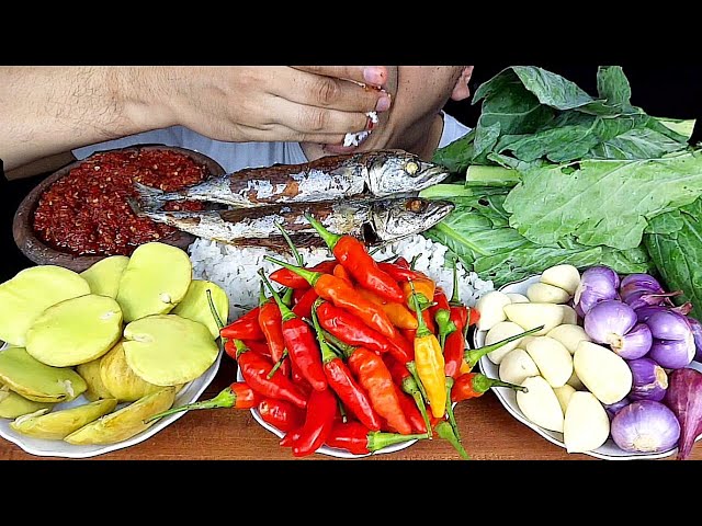 ASMR | Bawang merah | bawang putih | CABE SETAN | Jengkol | sambal terasi | ikan pindang | nasi sawi
