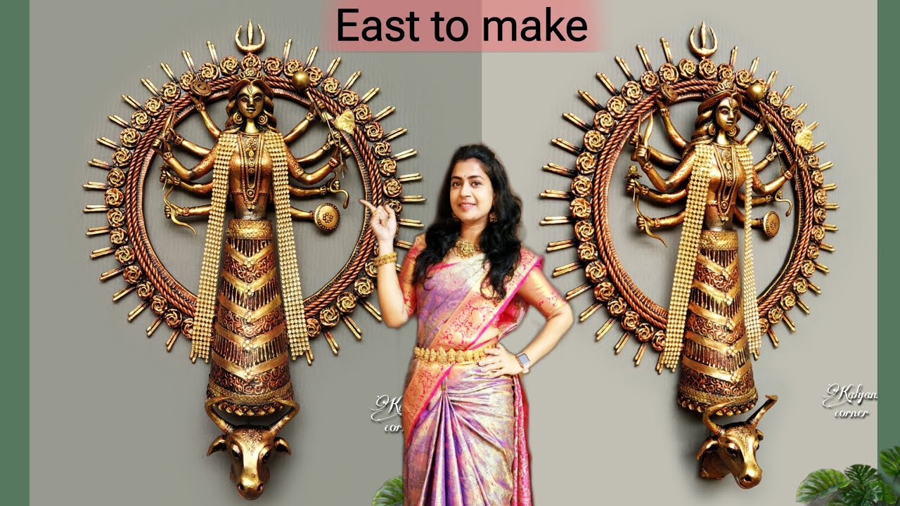 Maa Durga Wall Hanging From Waste materials | Best out of waste ...
